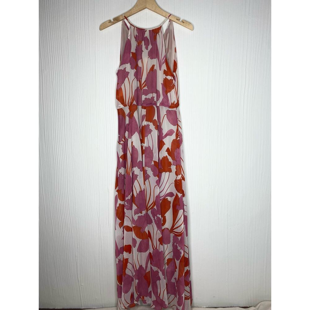Mango Floral Pink Sleeveless Halter Maxi Gown Dress NWT US 4 - Picture 10 of 16